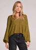 Saltwater Luxe Saltwater Luxe Sofiya Long Gigot Sleeved Cardigan Sweater - Olive available at The Good Life Boutique