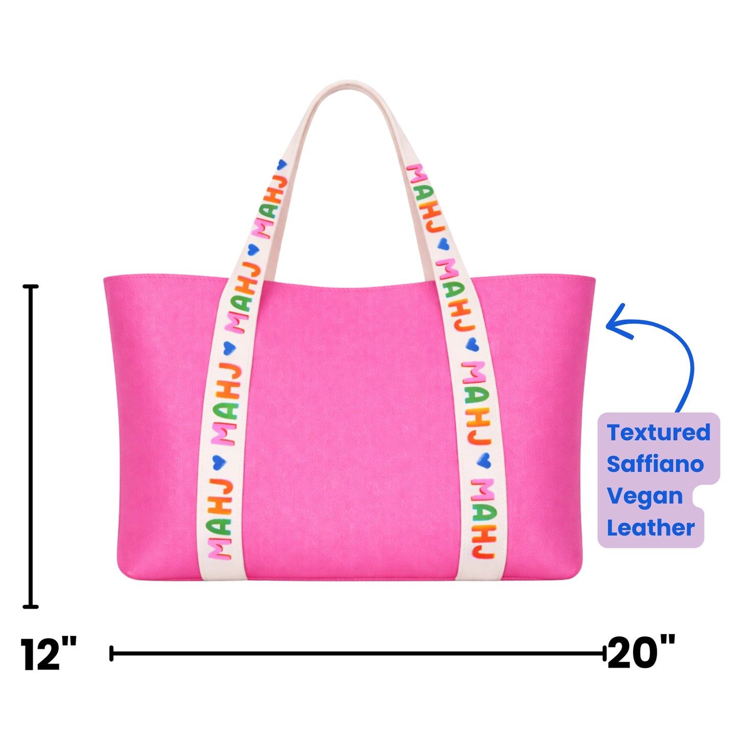 Mahjong Tile Vegan Leather Tote Bag  - Pink