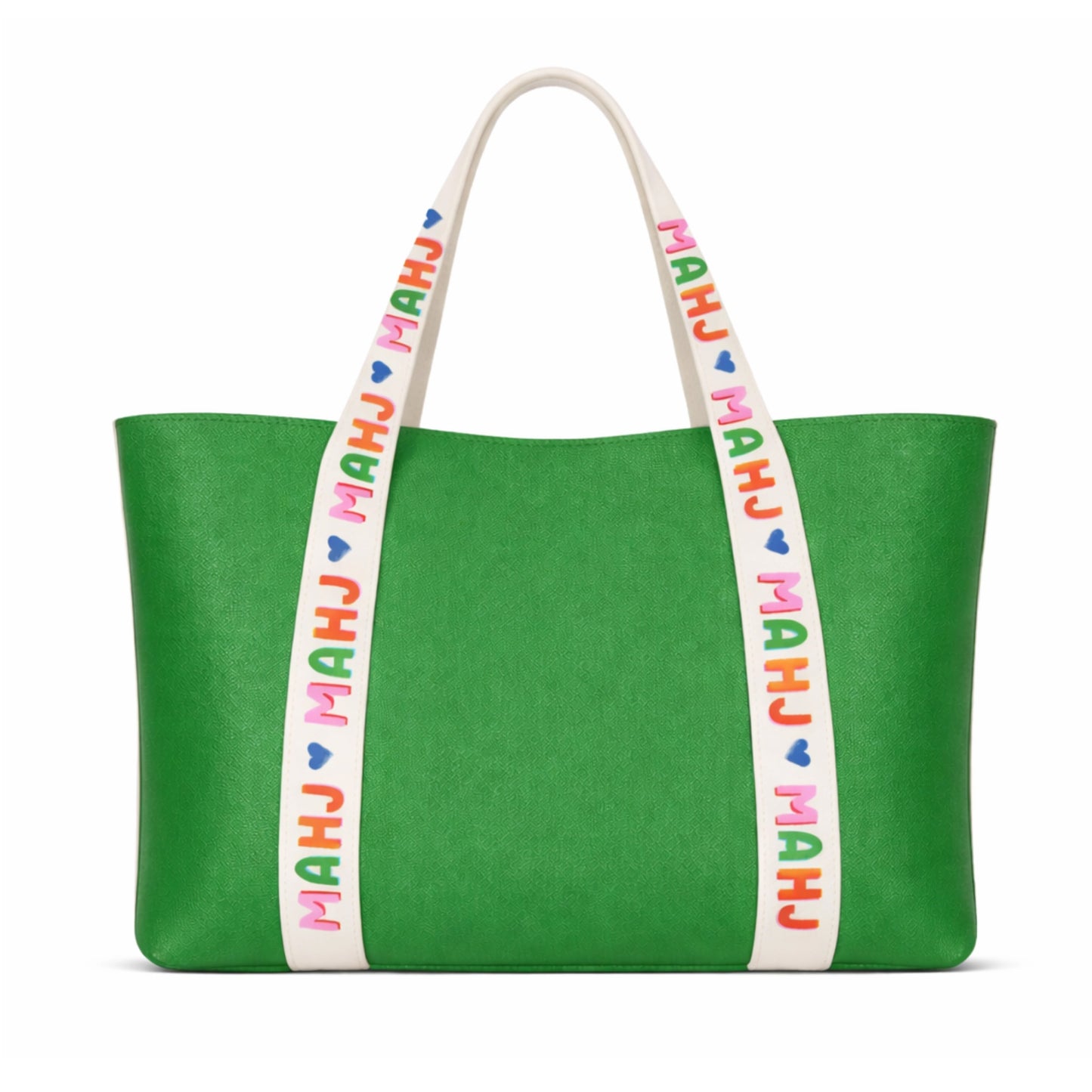 Mahjong Tile Vegan Leather Tote Bag  - Green