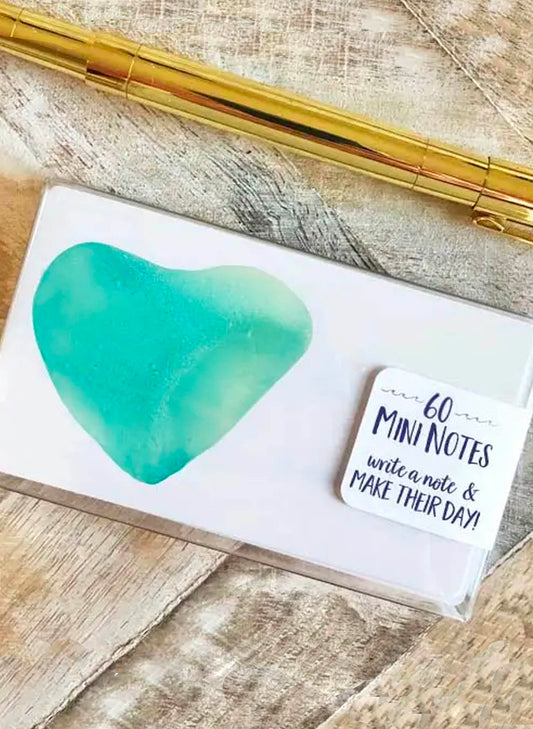 B McVan Designs Sea Glass Aqua Heart And Stack Mini Notes available at The Good Life Boutique