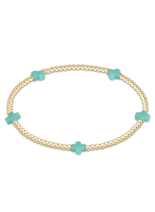 enewton design Enewton - Signature Cross Gold Pattern 2mm Bead Bracelet - Mint available at The Good Life Boutique