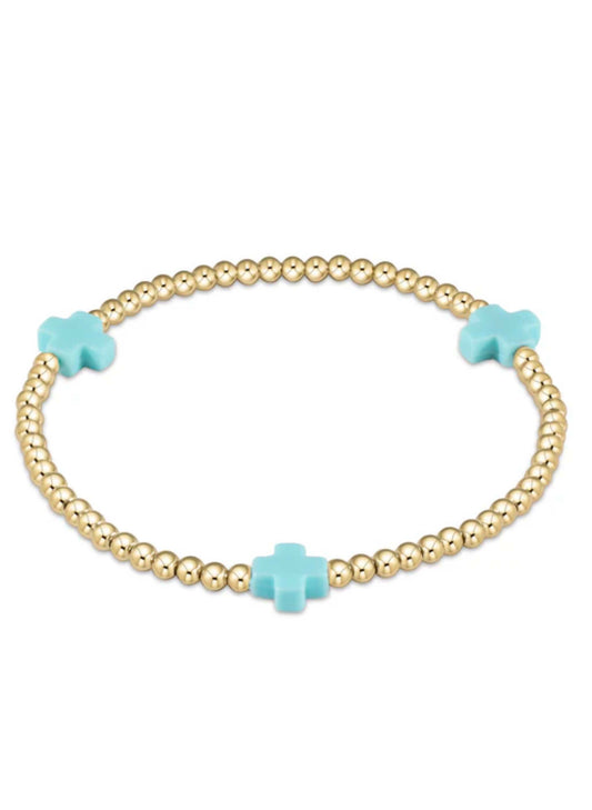enewton design Enewton - Signature Cross Gold Pattern 3mm Bead Bracelet - Mint available at The Good Life Boutique