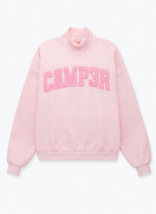 Ditsy Daisy Mockneck Sweatshirt - Baby Pink