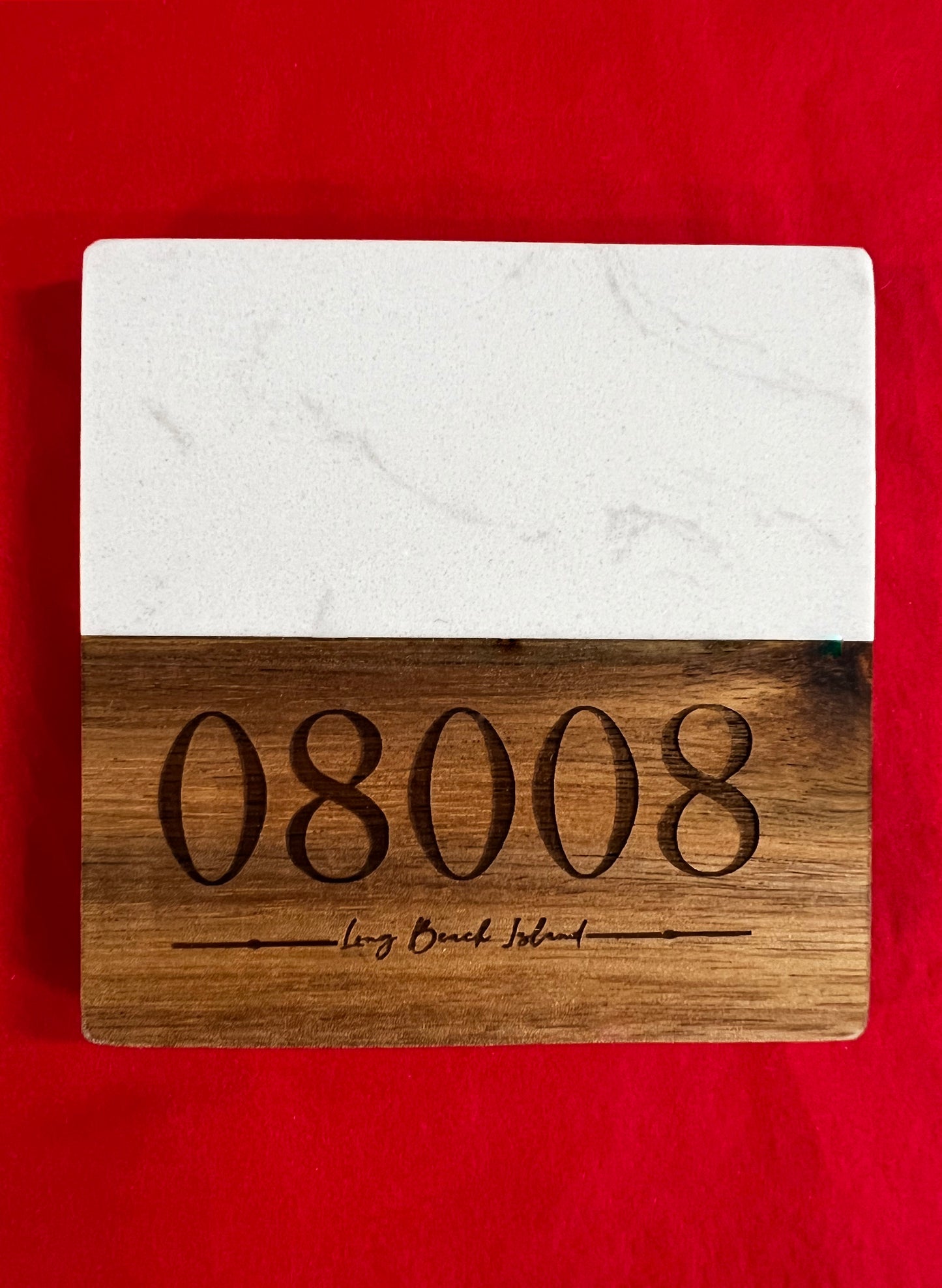 08008 LBI Marble and Wood Coaster