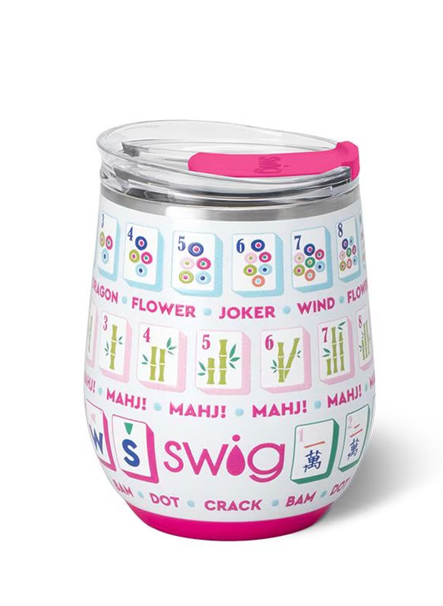 Swig Life Mahjong Stemless Wine Cup 12oz available at The Good Life Boutique