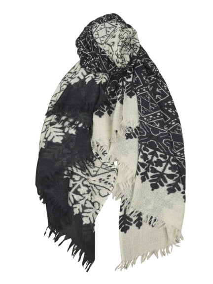 Dupatta Designs Marrakesh Scarf - Black/White - 27.5" X 71" available at The Good Life Boutique