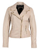 Mauritius Mauritius - Christy RF Woman's Leather Jacket - Off White/Gold available at The Good Life Boutique