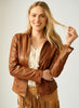 Mauritius - Jolah - Women's Jacket With Chevron Back Details - Whiskey