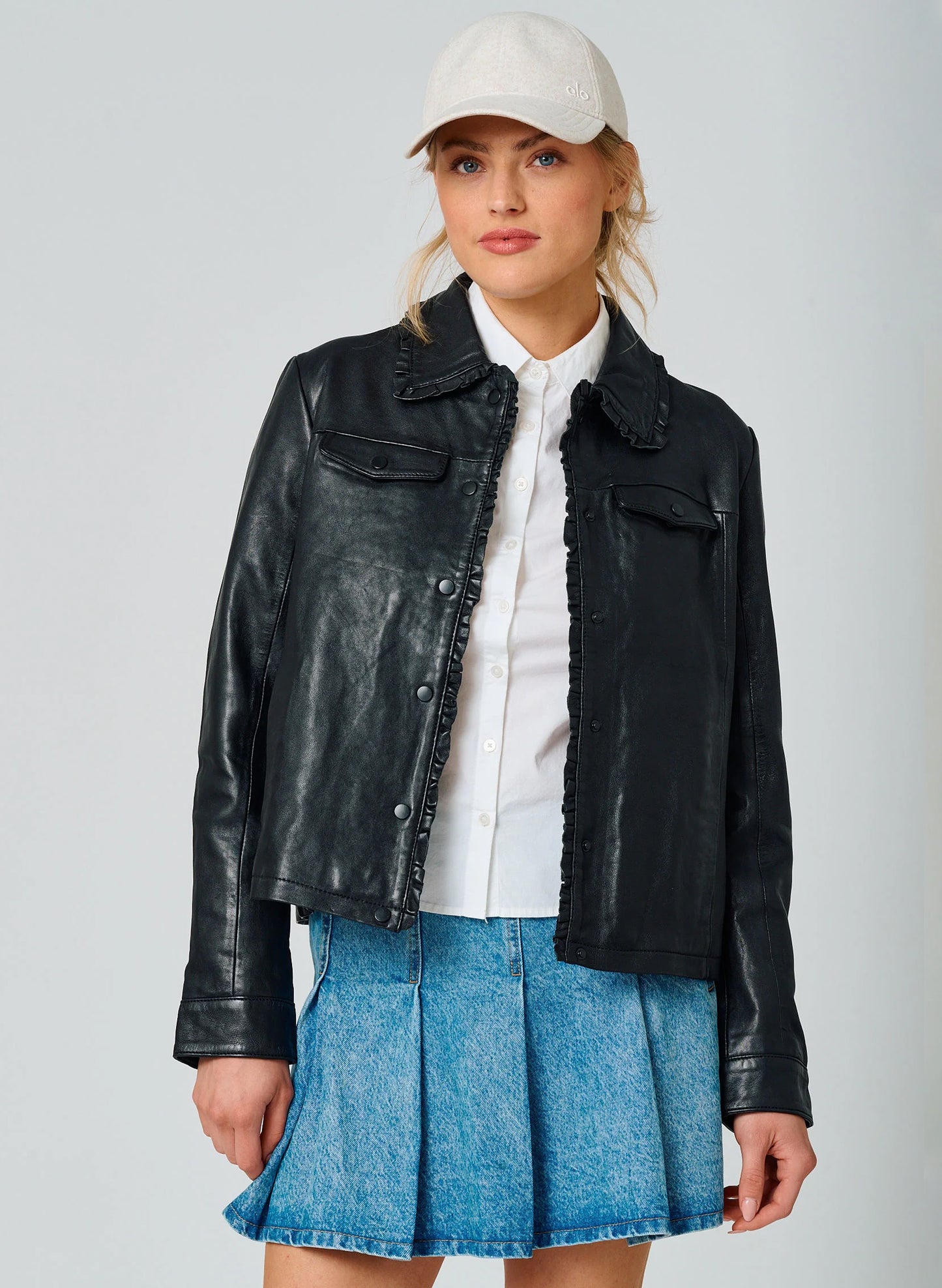 Mauritius - Ruffle Detail Woman's Jacket - Black