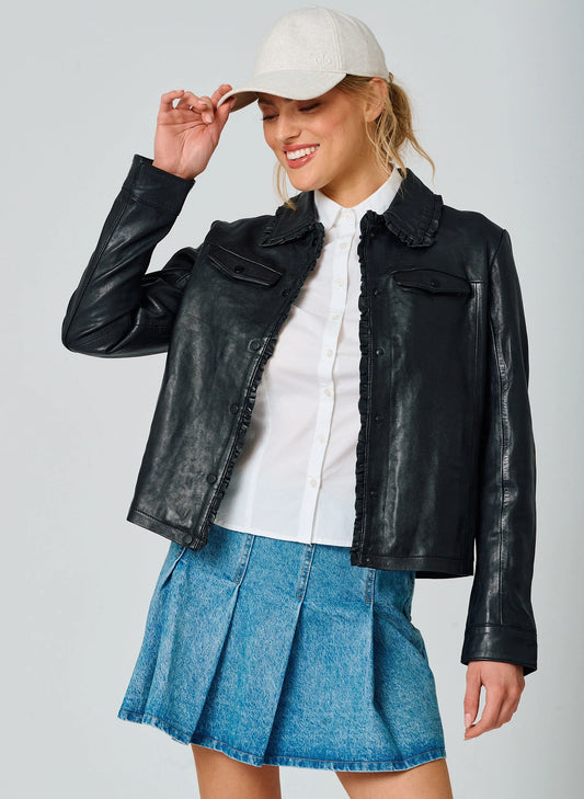 Mauritius - Ruffle Detail Woman's Jacket - Black