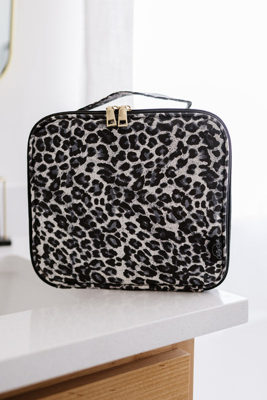 The Classy Cloth WS Mega Makeup Case - Black Leopard available at The Good Life Boutique