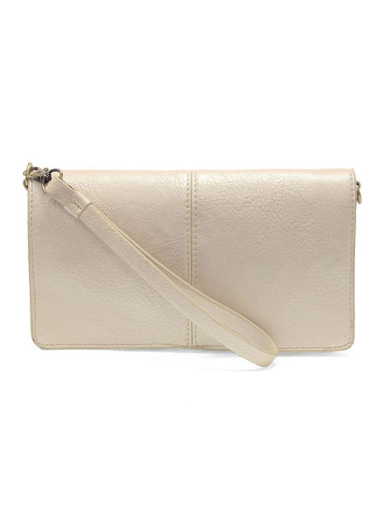 Joy Accessories Metallic Pearl Everly Organizer Flap Crossbody available at The Good Life Boutique