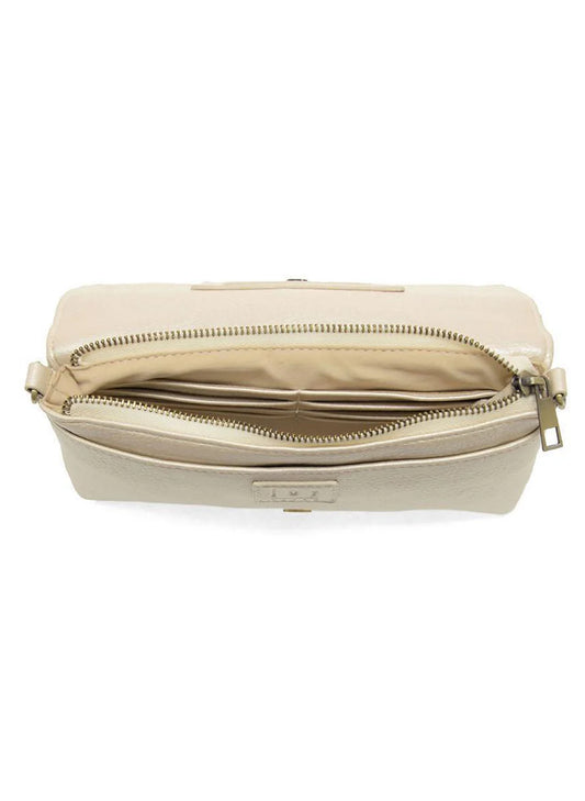 Joy Accessories Metallic Pearl Everly Organizer Flap Crossbody available at The Good Life Boutique
