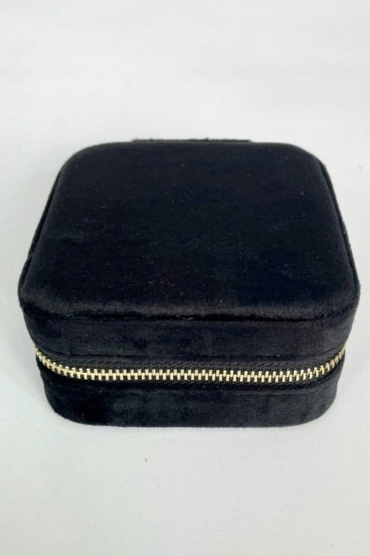 The Classy Cloth WS Mini Velvet Jewelry Case - Black available at The Good Life Boutique