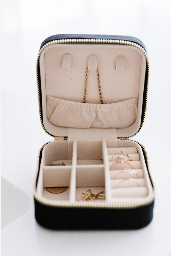 The Classy Cloth WS Mini Velvet Jewelry Case - Black available at The Good Life Boutique