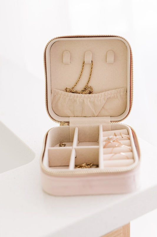 The Classy Cloth WS Mini Velvet Jewelry Case - Blush Pink available at The Good Life Boutique