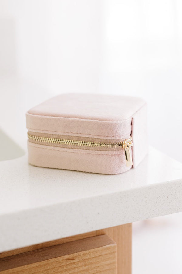 The Classy Cloth WS Mini Velvet Jewelry Case - Blush Pink available at The Good Life Boutique