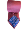 Pink necktie with blue interior panel showing repeated 250 pattern numbers