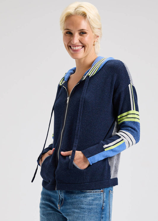 Zaket & Plover Zaket & Plover - Multi Media Hoodie - Dk Denim available at The Good Life Boutique