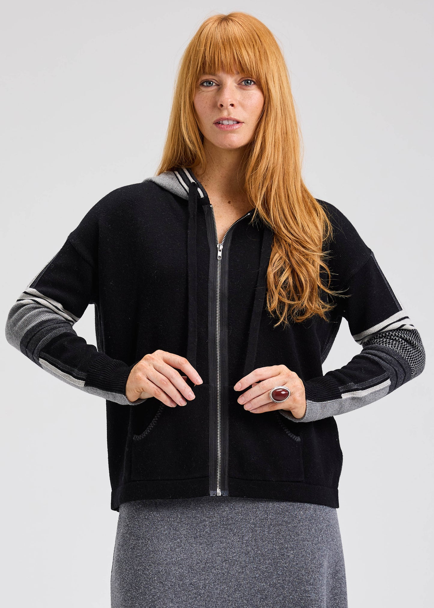 Zaket & Plover Zaket & Plover - Multi Media Hoodie - Ebony available at The Good Life Boutique