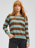 Zaket & Plover Zaket & Plover - Multi Stripe Crew - Moss available at The Good Life Boutique