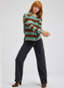 Zaket & Plover Zaket & Plover - Multi Stripe Crew - Moss available at The Good Life Boutique