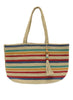 Joy Accessories Multi Striped Anita Jute Tote w/Tassel available at The Good Life Boutique