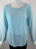 Nally & Millie Long Sleeve Rounded Hem Top - Blue Glass available at The Good Life Boutique