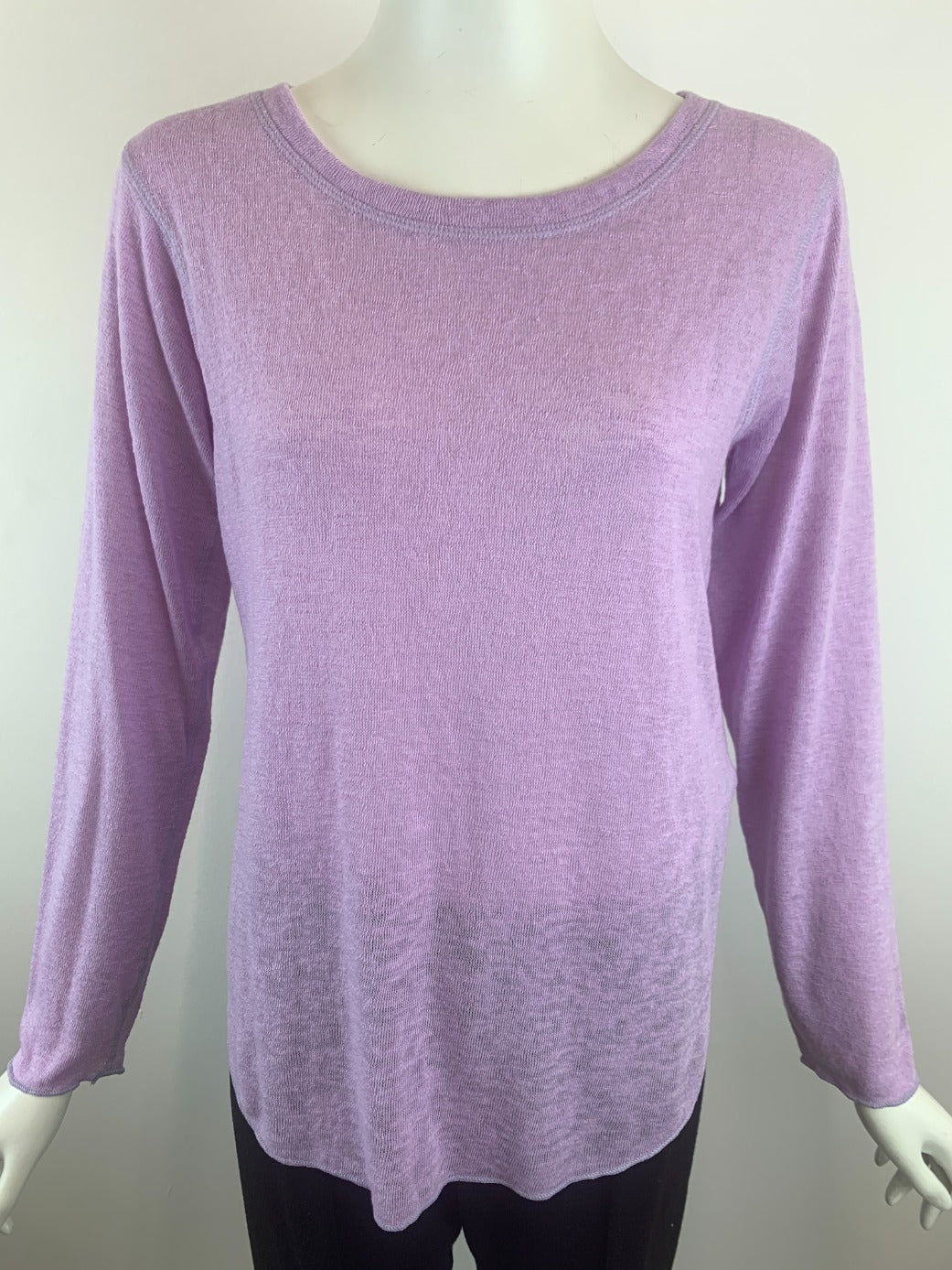 Nally & Millie Long Sleeve Rounded Hem Top - Lavender available at The Good Life Boutique