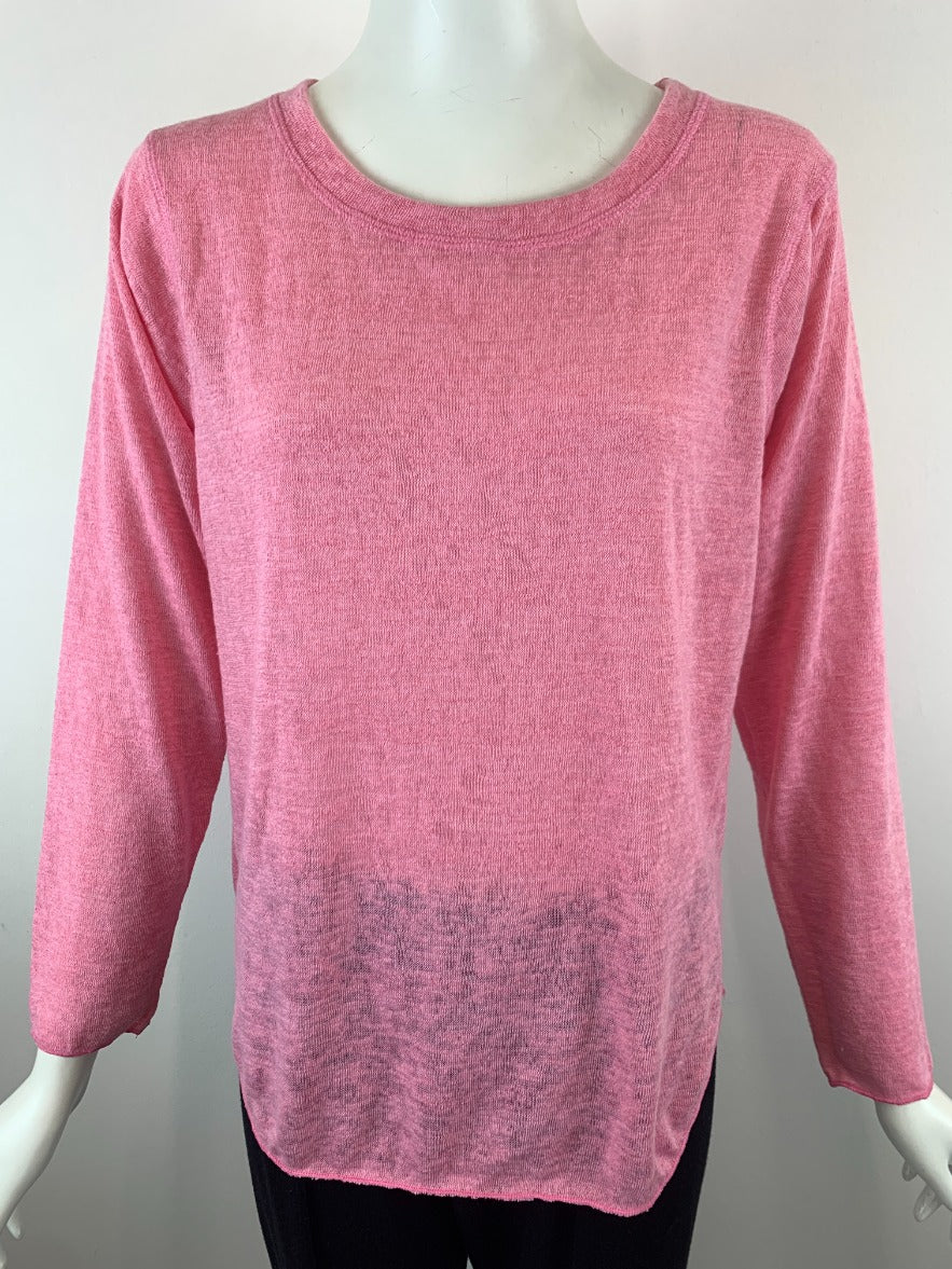 Nally & Millie Long Sleeve Rounded Hem Top - Rose available at The Good Life Boutique