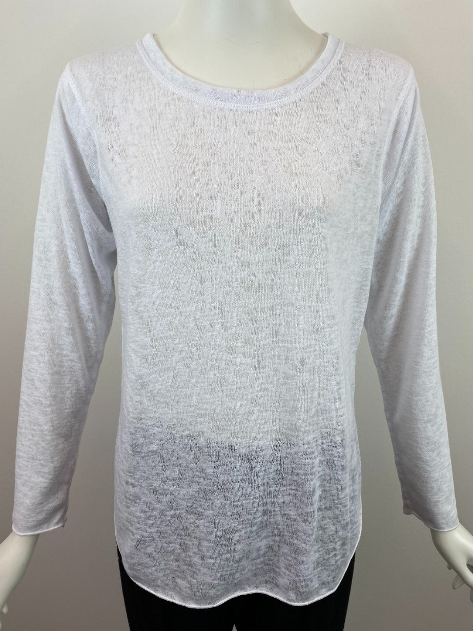 Nally & Millie Long Sleeve Rounded Hem Top - White available at The Good Life Boutique
