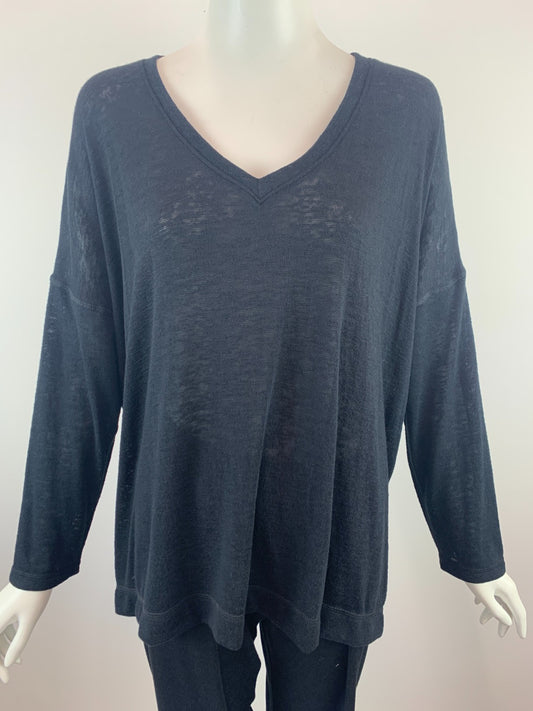 Nally & Millie V-Neck Long Sleeve Top - Black available at The Good Life Boutique