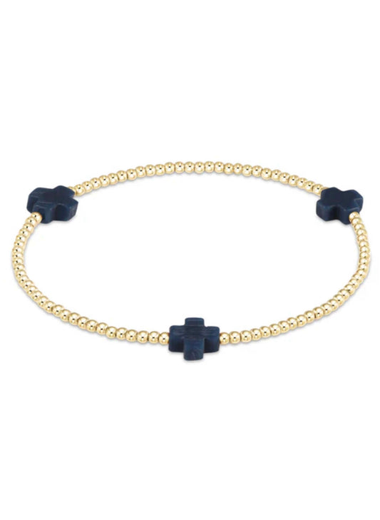 enewton design Enewton - Signature Cross Gold Pattern 2mm Bead Bracelet - Navy available at The Good Life Boutique