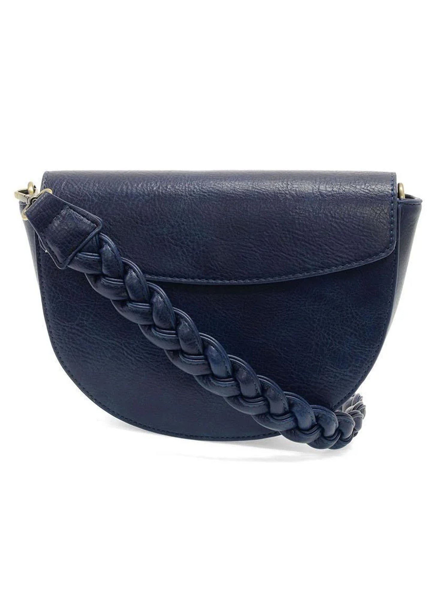 Joy Accessories Navy Linda Crescent Crossbody w/ Braided Strap available at The Good Life Boutique