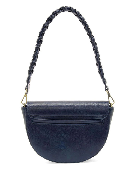 Joy Accessories Navy Linda Crescent Crossbody w/ Braided Strap available at The Good Life Boutique