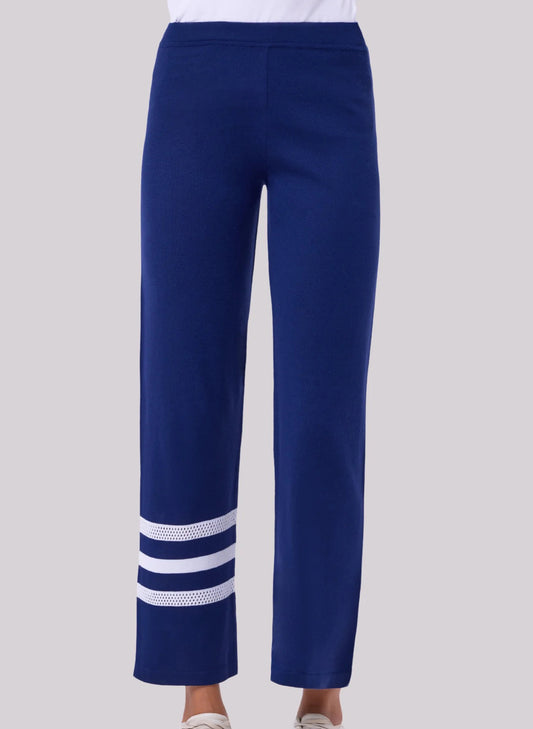 Angel Apparel Angel Crochet Detail Pant - Navy/White available at The Good Life Boutique
