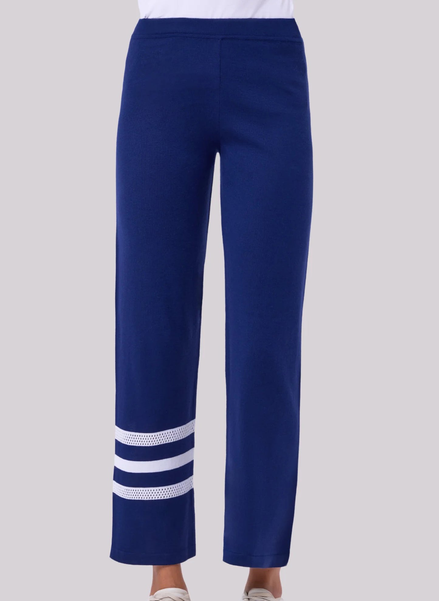 Angel Apparel Crochet Detail Pant - Navy/White available at The Good Life Boutique