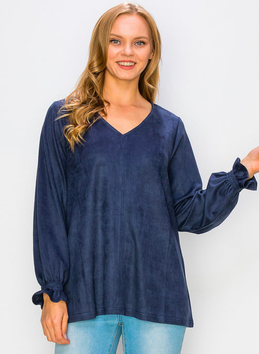 Abigail Suede Top - Navy