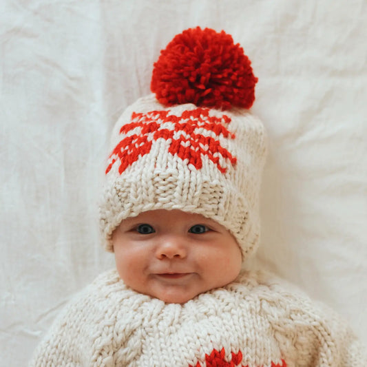 Huggalugs Snowflake Natural Beanie Hat available at The Good Life Boutique