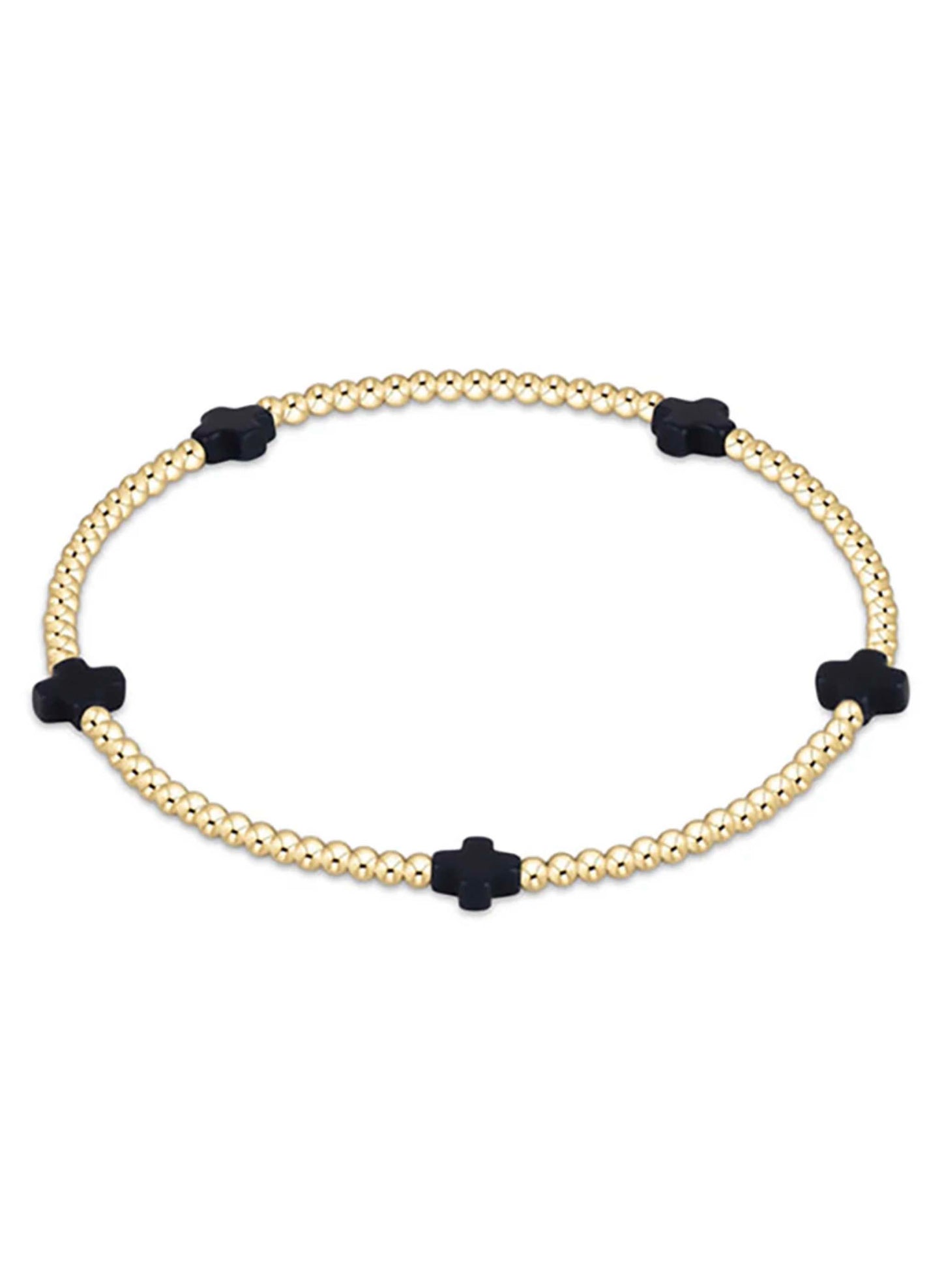 enewton design Enewton - Signature Cross Small Gold Pattern 2mm Bead Bracelet - Navy available at The Good Life Boutique