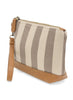 Joy Accessories Neutral Awning Stripe Wristlet Canvas Bag available at The Good Life Boutique