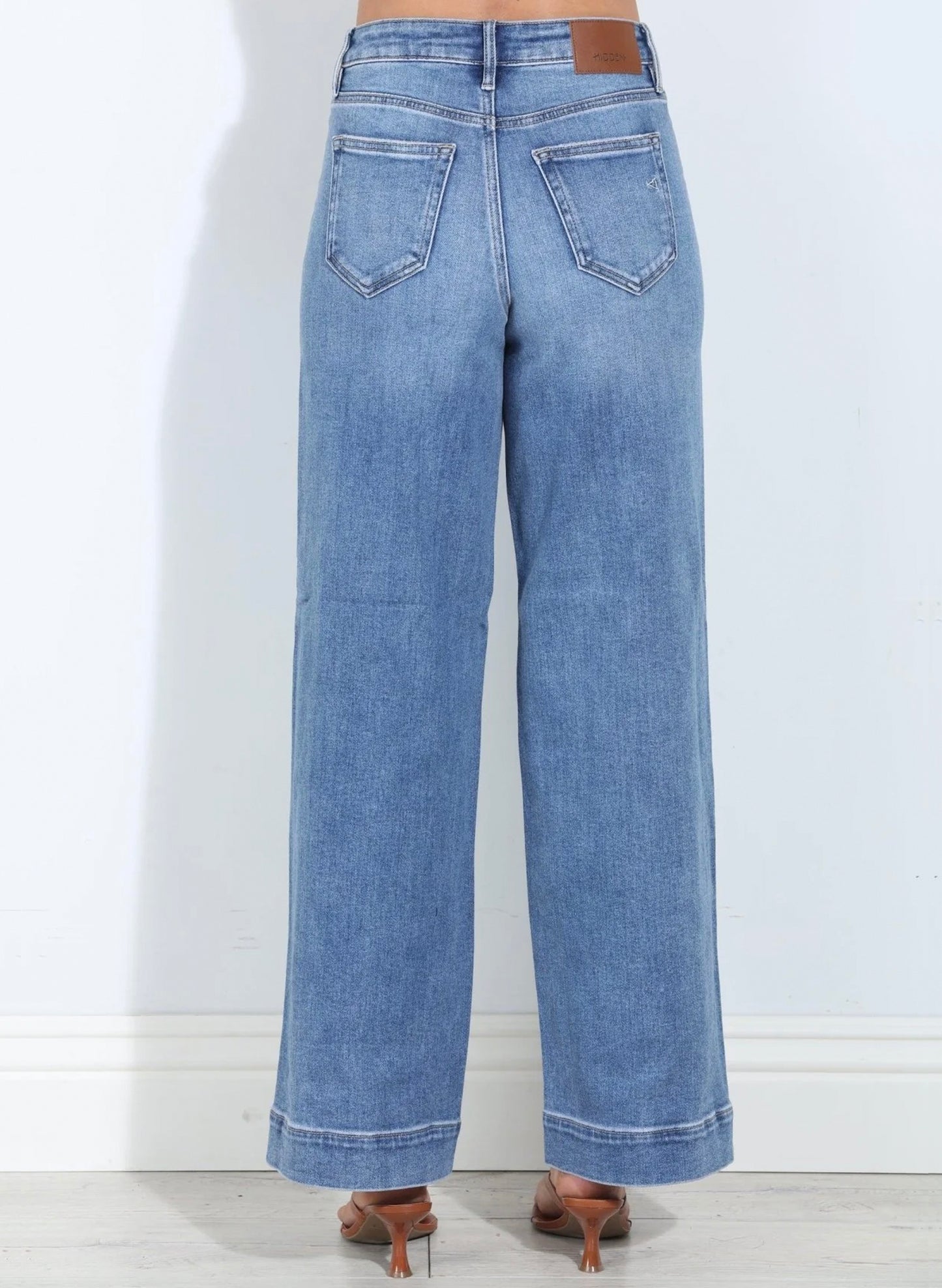Hidden Nori High Waist 31" Inseam Wide Pant - Medium Blue