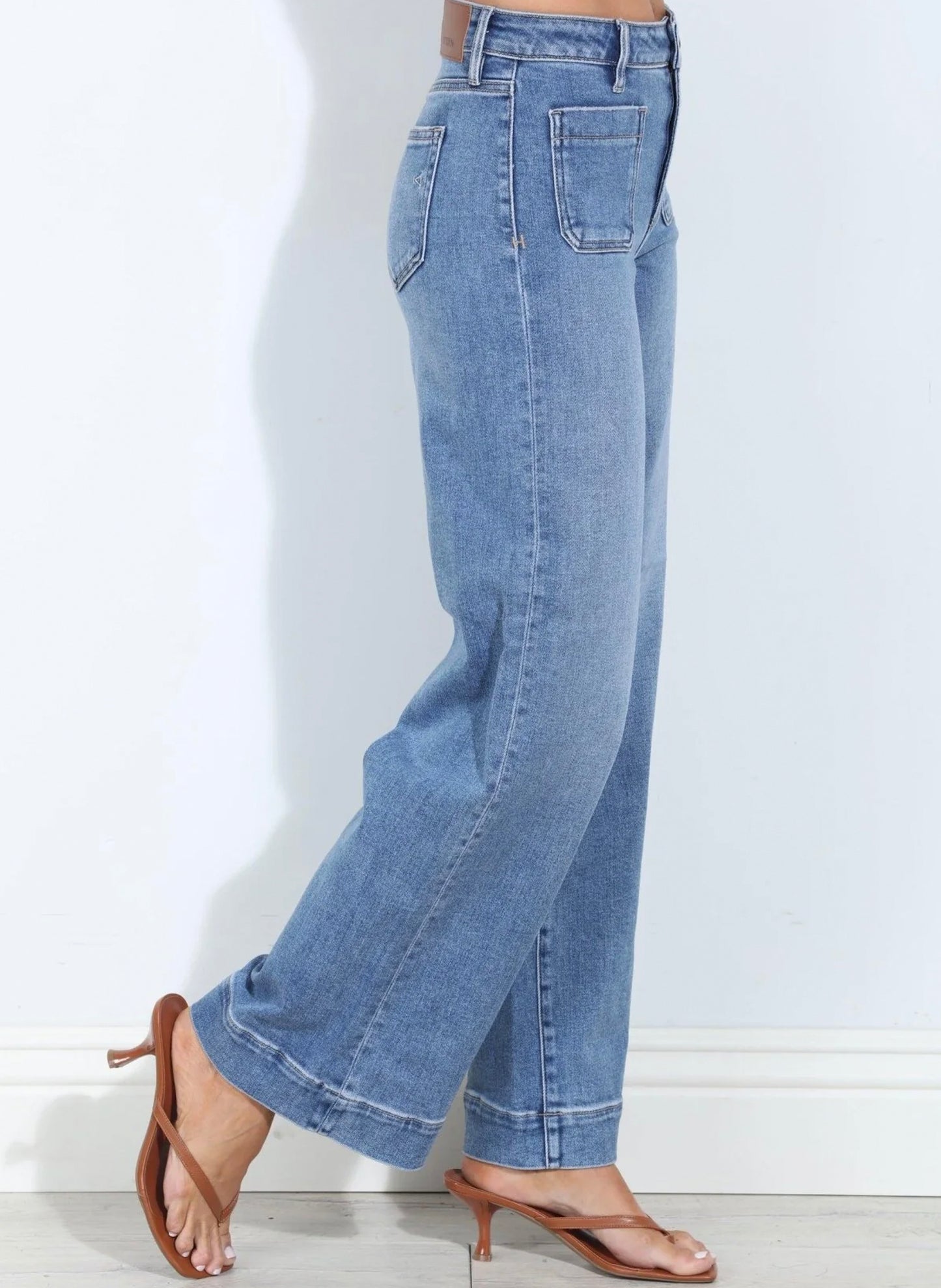 Hidden Nori High Waist 31" Inseam Wide Pant - Medium Blue