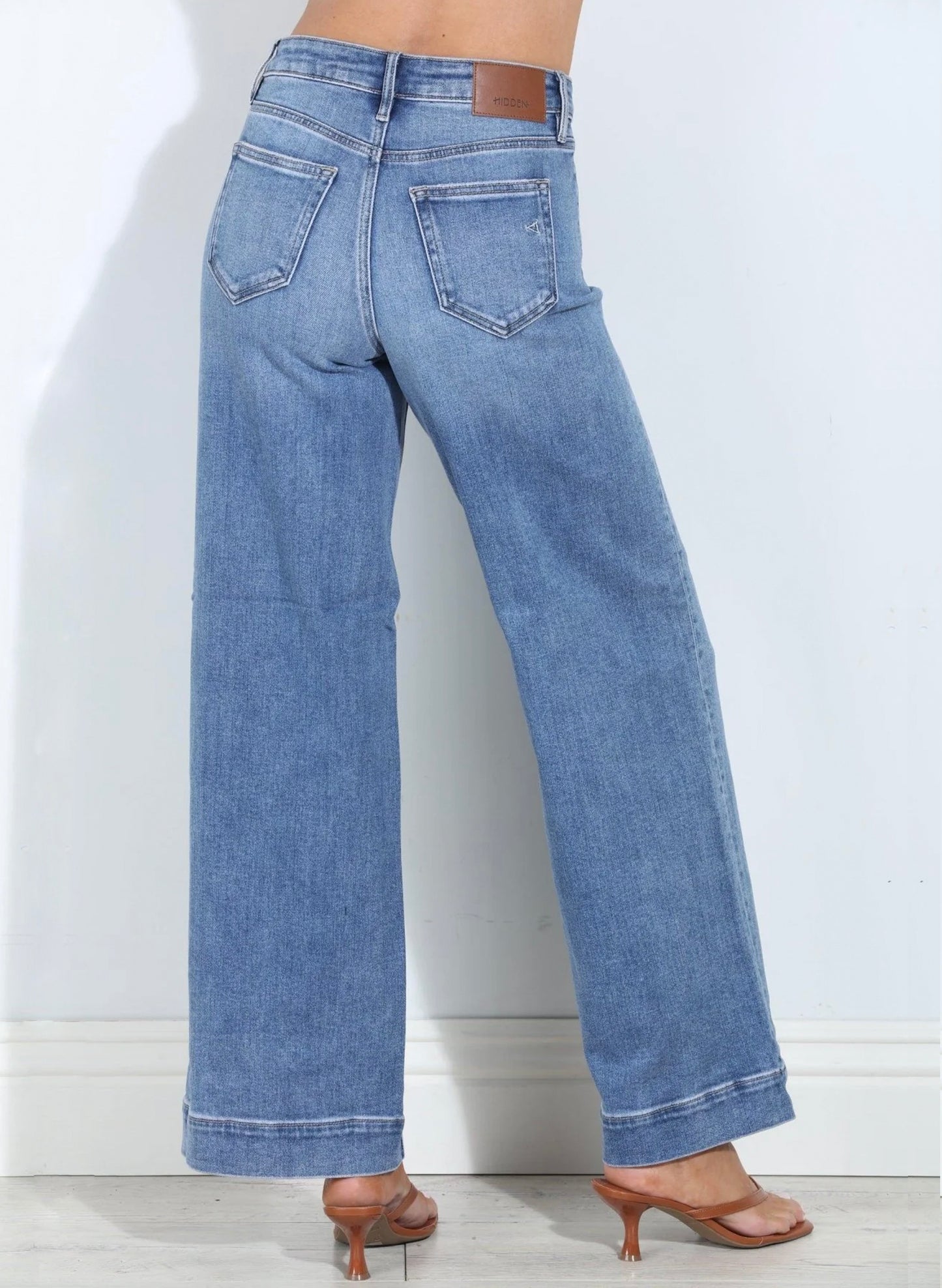 Hidden Nori High Waist 31" Inseam Wide Pant - Medium Blue