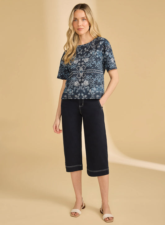 French Dressing FDJ FDJ - Olivia Wide Capri - Navy available at The Good Life Boutique