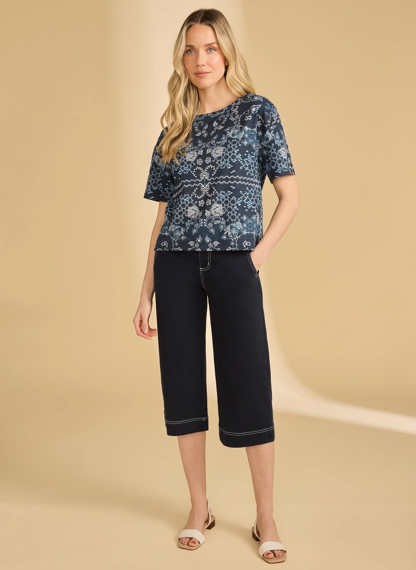 French Dressing FDJ Olivia Wide Capri - Navy available at The Good Life Boutique
