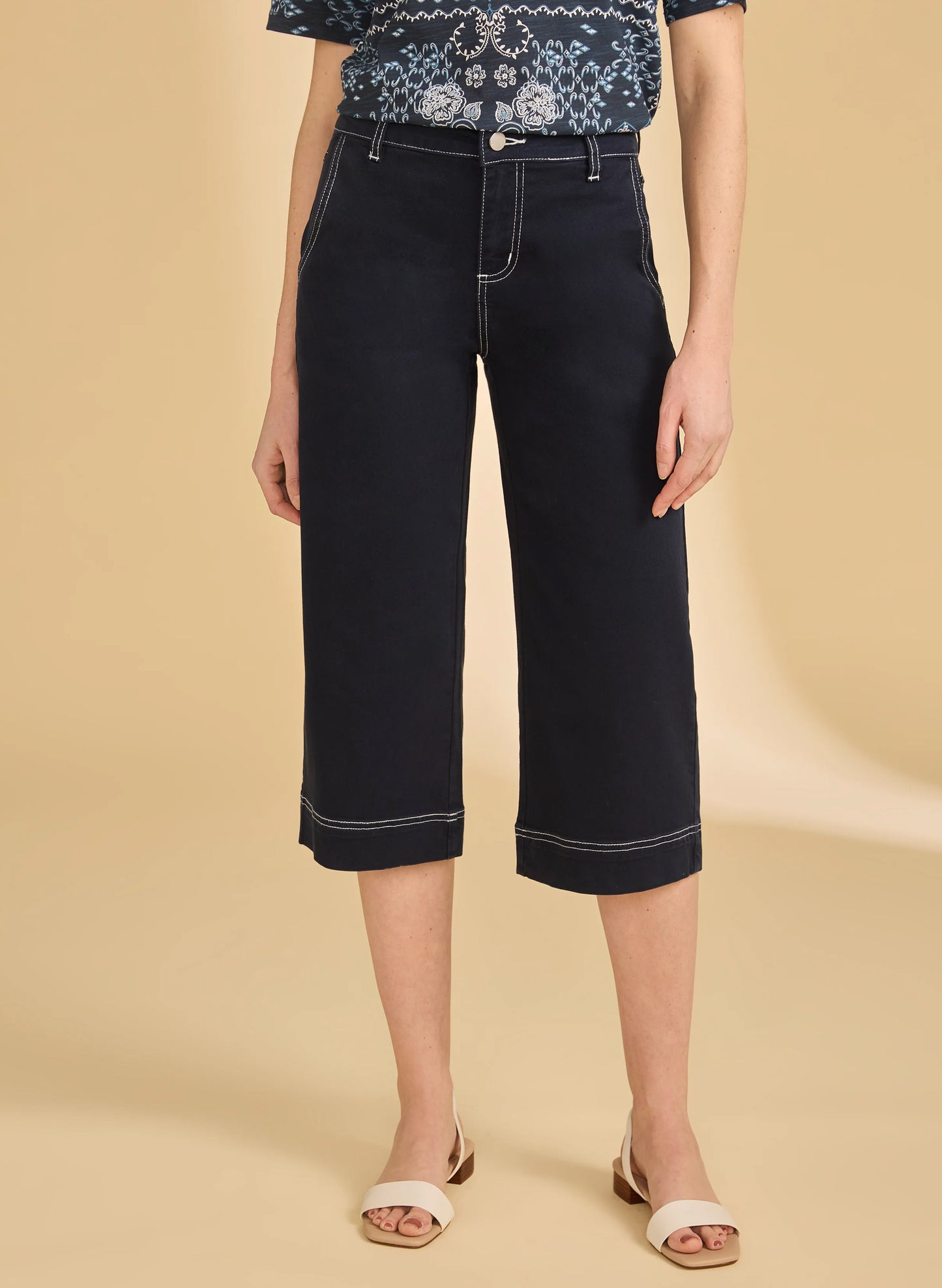 French Dressing FDJ Olivia Wide Capri - Navy available at The Good Life Boutique