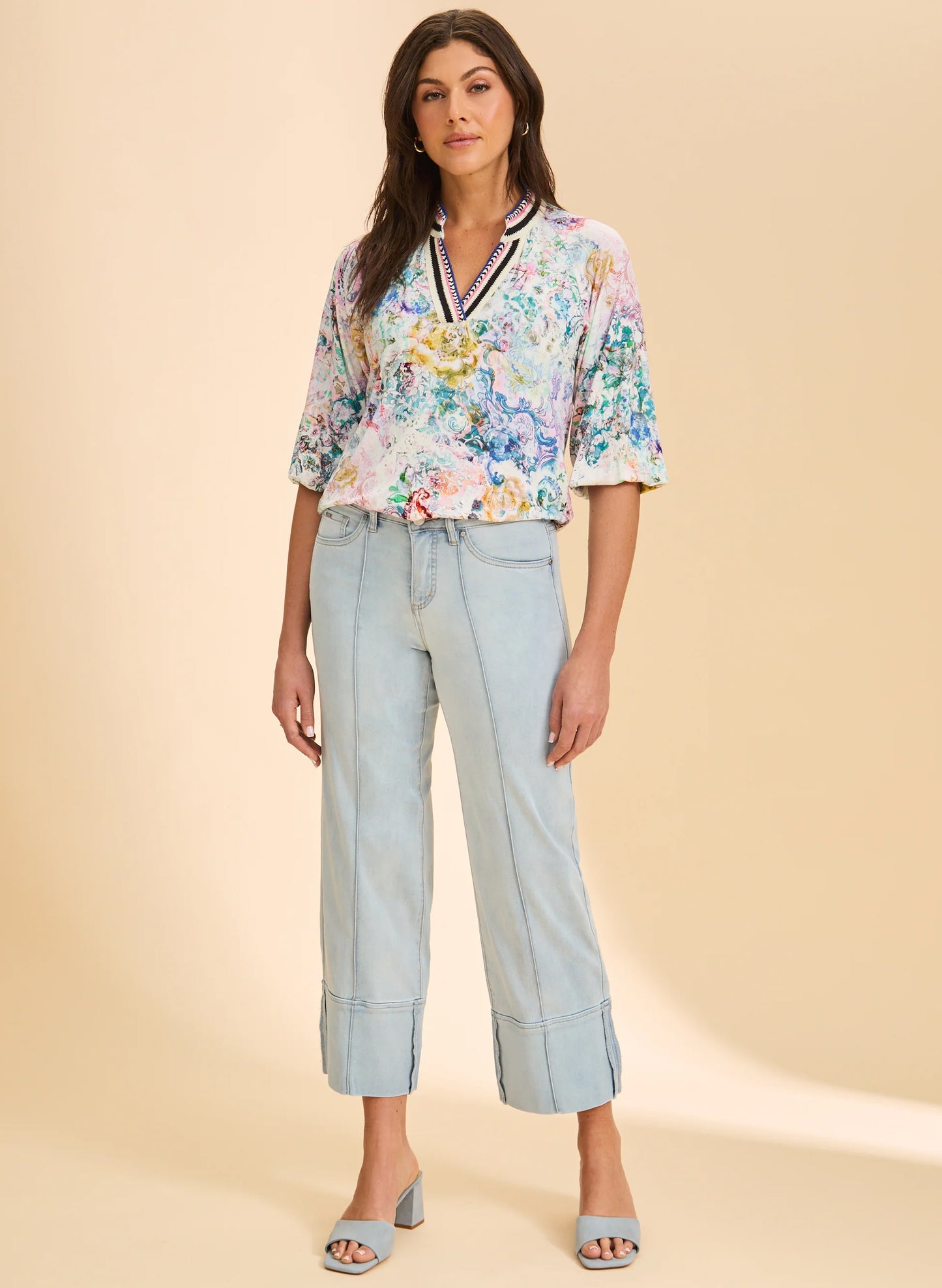 French Dressing FDJ Olivia Wide Cuffed Ankle - Light Blue available at The Good Life Boutique