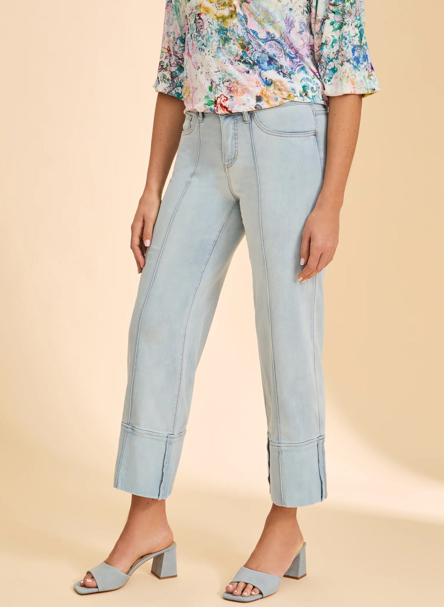 French Dressing FDJ Olivia Wide Cuffed Ankle - Light Blue available at The Good Life Boutique
