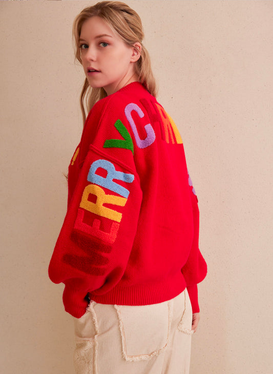Oversize Christmas Sweater With Lettering